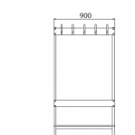 Double bench 1700x900x770 10 hook rail