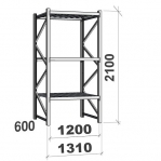 Lagerhylla startsektion 2100x1200x600 600kg/hyllplan,3 hyllor, spånskiva