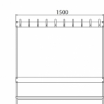 Double bench 1700x1500x770 20 hook rail