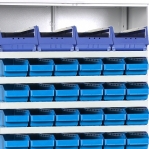 Box locker 1950x1100x550, 10 shelves, 60 bins 500x180x95, 4 bins 500x230x150