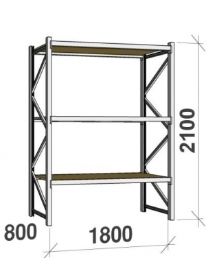 Starter bay 2100x1800x800 480kg/level,3 levels with chipboard