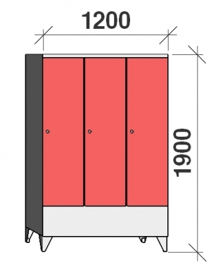 Locker 3x400, 1900x1200x545 short door