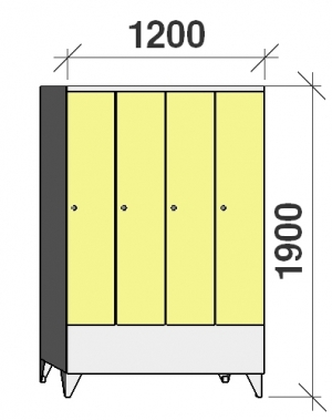 Locker 4x300, 1900x1200x545 short door