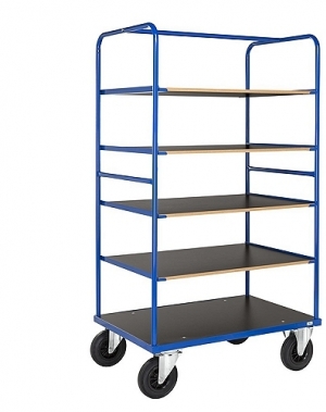 Shelf trolley 5 shelves 1200x800x1800mm, 500kg with brake