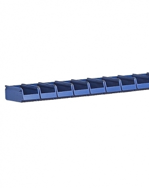 Bin rail 1500 mm for wall/workbench + 10 bins 250x148x130
