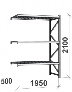 Extension bay 2100x1950x500 440kg/level,3 levels with steel decks MAXI