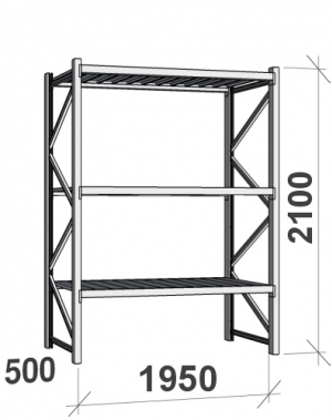 Starter bay 2100x1950x500 440kg/level,3 levels with steel decks MAXI