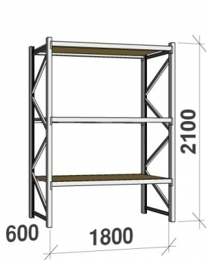 Starter bay 2100x1800x600 480kg/level,3 levels with chipboard