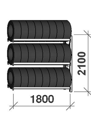 Tyre Rack Add On Bay 2100x1800x500, 3 levels MAXI USED