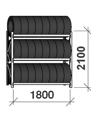 Tyre Rack Starter Bay 2100x1800x500, 3 levels MAXI USED