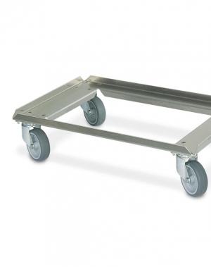 Aluminium tray trolley 600x400x155mm, rubber wheels
