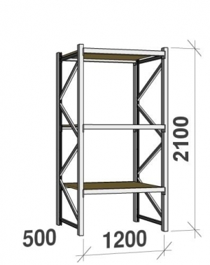 Starter bay 2100x1200x500 600kg/level,3 levels with chipboard
