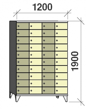 10-tier locker, 40 doors, 1900x1200x545 mm