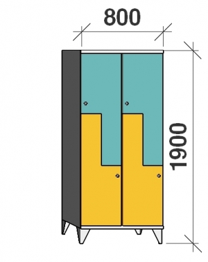 Z- Metallskåp, 4 dörrar, 1900x800x545