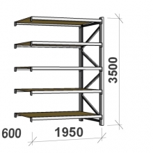 Lagerhylla följesektion 3500x1950x600 440kg/hyllplan 5 hyllor, spånskiva MAXI