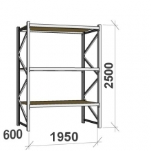 Lagerhylla startsektion 2500x1950x600 440kg/hyllplan,3 hyllor, spånskiva