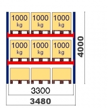 Pallställ startsektion 4000x3300 1000kg/9 FIN pallar OPTIMA