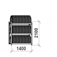 Tyre rack Starter Bay 2100x1400x500, 3 levels used, MAXI