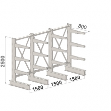 Enkelsidigt grenställ 4 st Pelare, 12 st Arm 800 mm/2500Hx4500Bx800D