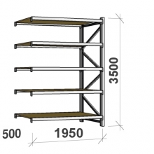 Lagerhylla följesektion 3500x1950x500 440kg/hyllplan 5 hyllor, spånskiva MAXI