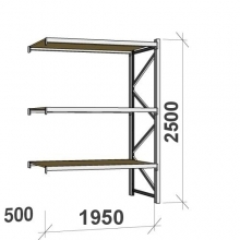 Lagerhylla följesektion 2500x1950x500 440kg/hyllplan 3 hyllor, spånskiva