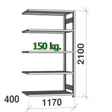 Lagerhylla följesektion 2100x1170x400 150kg/hyllplan,5 hyllor begagn.