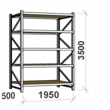 Lagerhylla startsektion 3500x1950x500 440kg/hyllplan,5 hyllor, spånskiva MAXI