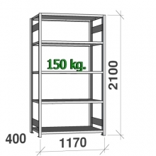 Lagerhylla startsektion 2100x1170x400 150kg/hyllplan,5 hyllor begagn.