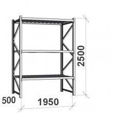 Lagerhylla startsektion 2500x1950x500 440kg/hyllplan,3 hyllor MAXI