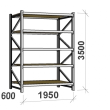 Lagerhylla startsektion 3500x1950x600 440kg/hyllplan,5 hyllor, spånskiva MAXI