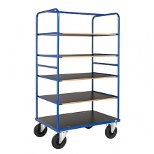 Shelf trolley 5 shelves 1200x800x1800mm, 500kg with brake