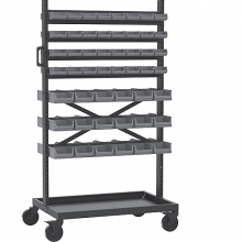 Mobilt backställ 972x613x1667 med backar 250x148x130 36st + 170x105x75 64st