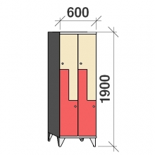 Z- Metallskåp, 4 dörrar, 1900x600x545
