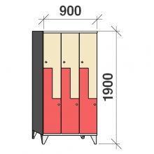 Z- Metallskåp, 6 dörrar, 1900x900x545